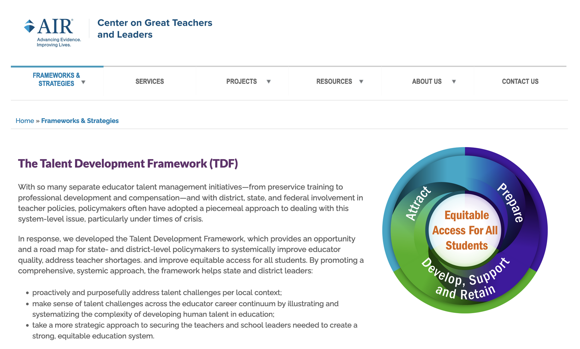 Screenshot of Talent Development Framework