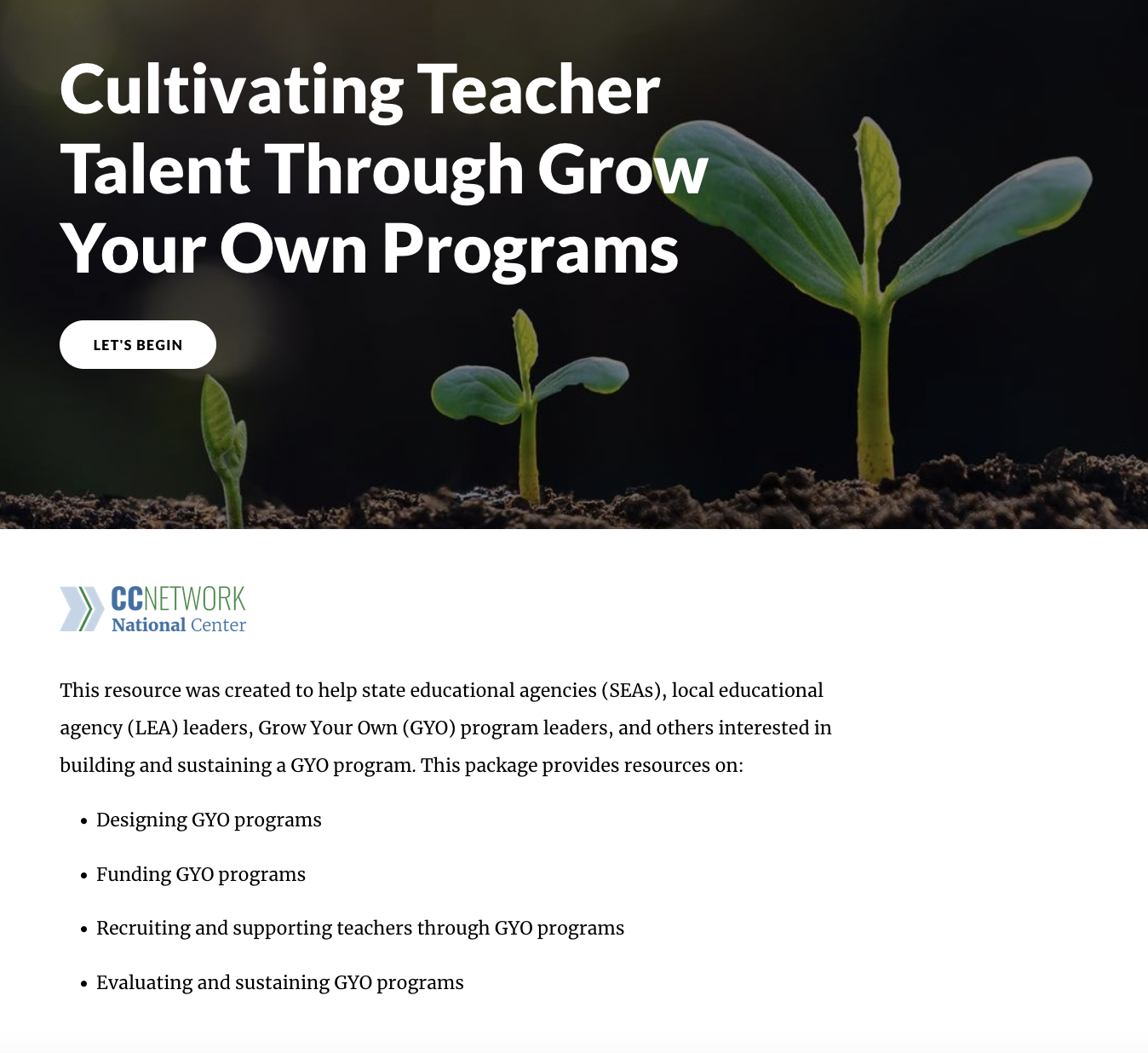 Screenshot of Cultivating Teacher Talent Through Grow Your Own Programs